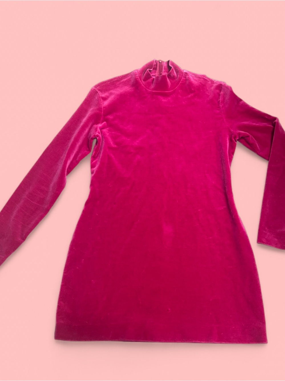 Michael Kors Fuchsia Velvet Mock Neck Mini Dress